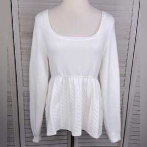 SHEIN Cableknit Peplum Sweater Ivory-Large